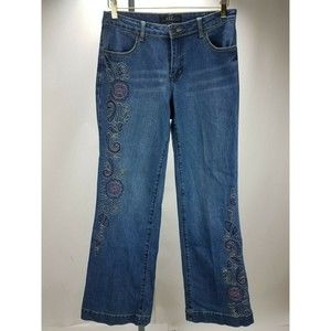 Midnight Velvet women flare leg embroidered blue jeans sz. 6